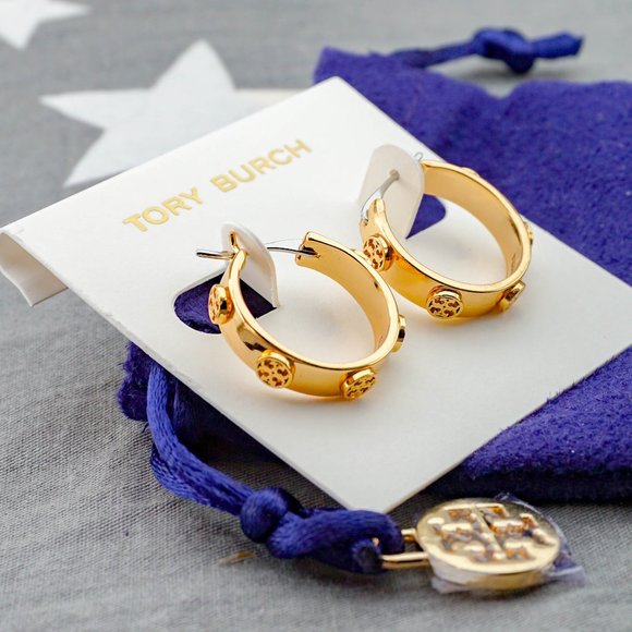 Tory Burch Miler Stud Huggie Earrings (Brand New with Dust Bag)